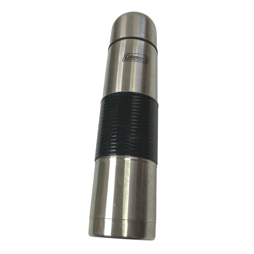 Coleman Stainless Steel 13” Vacuum Bottle Thermos Flask w/ Black Rubber Grip